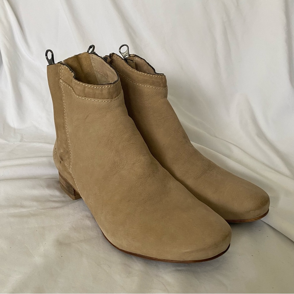 Sam Edelman Cody Ivory Tan Leather Double Zip Booties Size 6.5